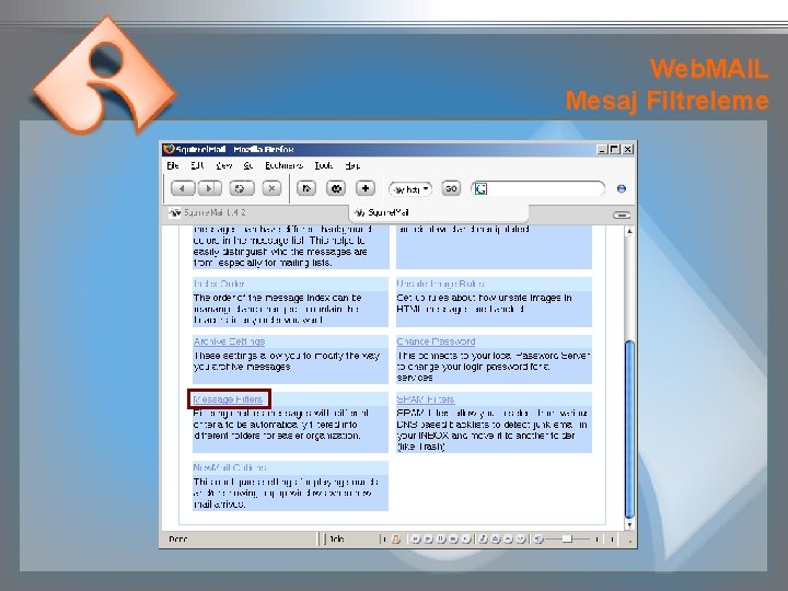 Web. MAIL Mesaj Filtreleme 