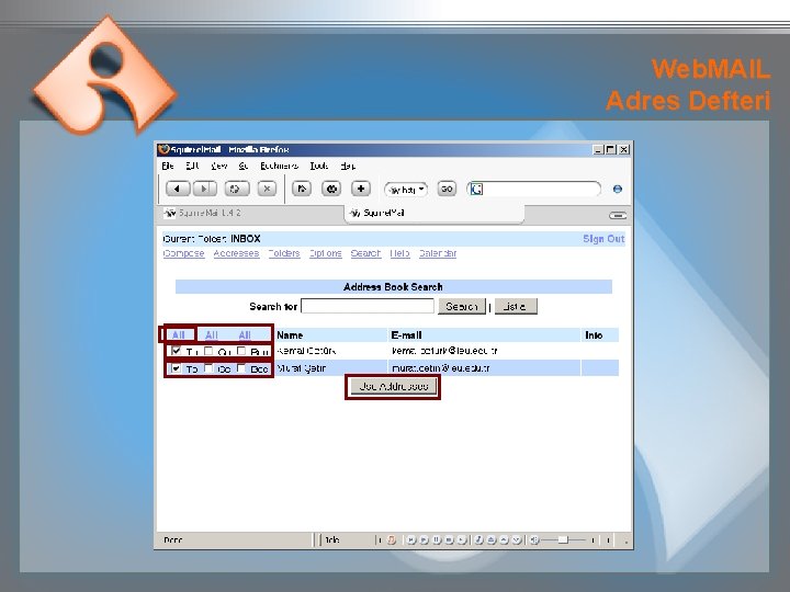 Web. MAIL Adres Defteri 