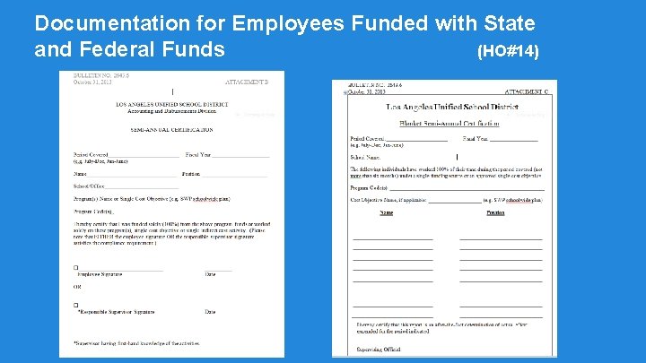 Documentation for Employees Funded with State and Federal Funds (HO#14) 