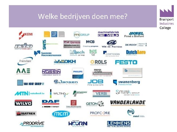 Welke bedrijven doen mee? 