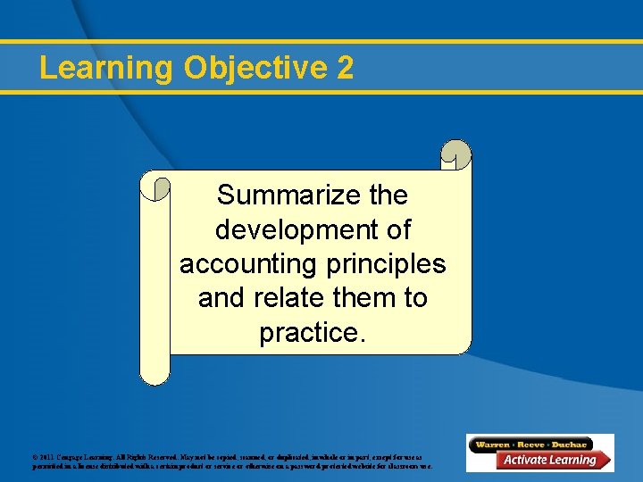 Learning Objective 2 Summarize the development of accounting principles and relate them to practice.