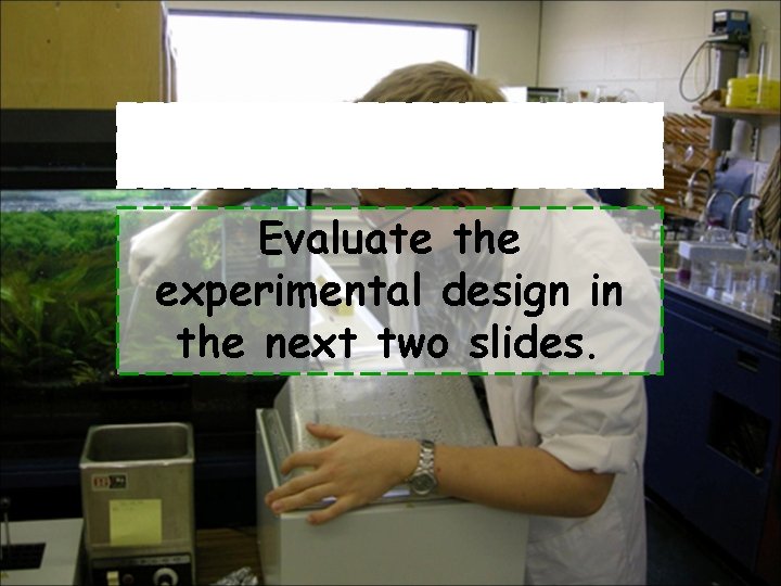 Evaluate the experimental design in the next two slides. 