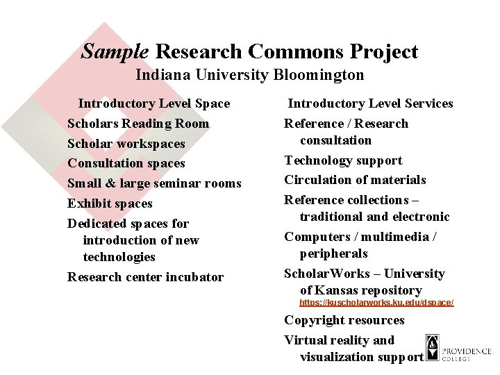 Sample Research Commons Project Indiana University Bloomington Introductory Level Space Scholars Reading Room Scholar