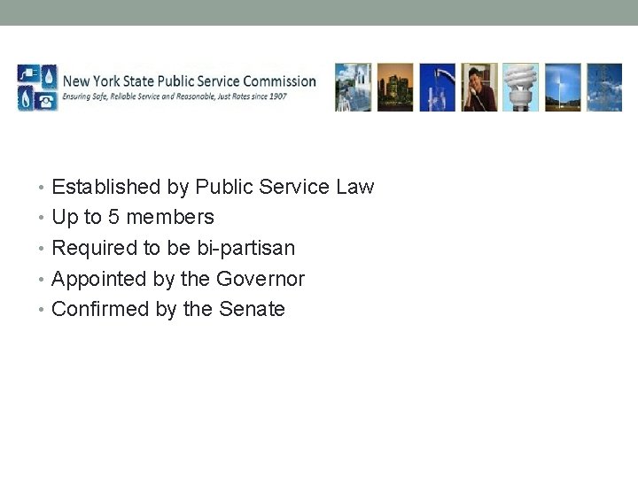  • Established by Public Service Law • Up to 5 members • Required