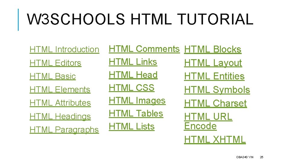 W 3 SCHOOLS HTML TUTORIAL HTML Introduction HTML Editors HTML Basic HTML Elements HTML