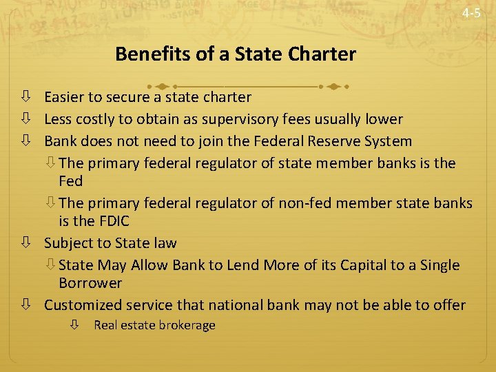 4 -5 Benefits of a State Charter Easier to secure a state charter Less