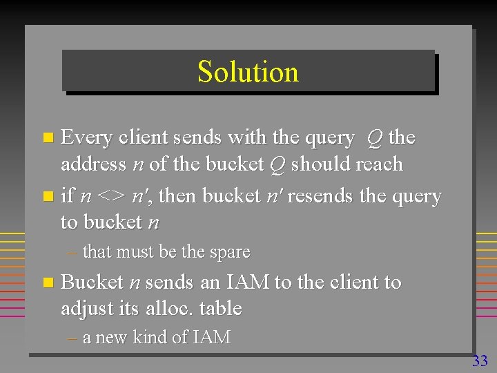 Solution Every client sends with the query Q the address n of the bucket