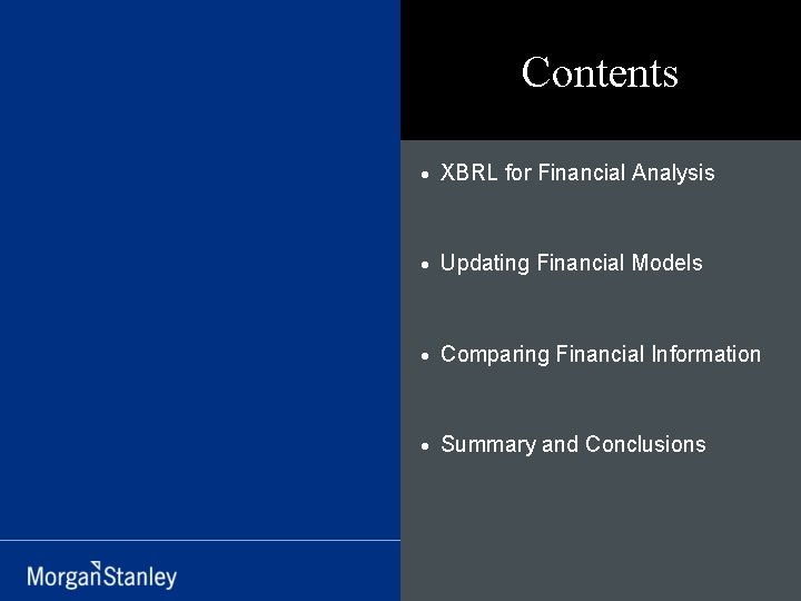 Contents · XBRL for Financial Analysis · Updating Financial Models · Comparing Financial Information