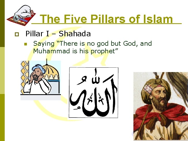 The Five Pillars of Islam p Pillar I – Shahada n Saying “There is
