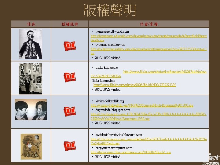 版權聲明 作品 授權條件 作者/來源 • homepage. ntlworld. com http: //homepage. ntlworld. com/davepalmer/cutandpaste/images/dada/heartfield/heart field 6.