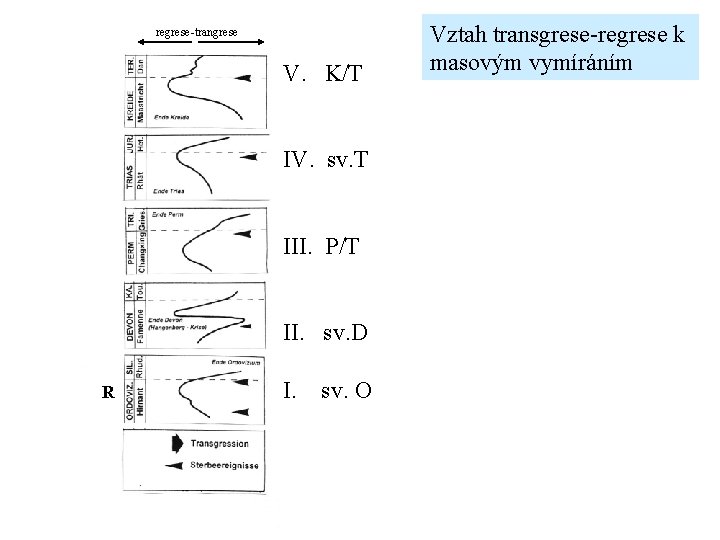 regrese-trangrese V. K/T IV. sv. T III. P/T II. sv. D R I. sv.