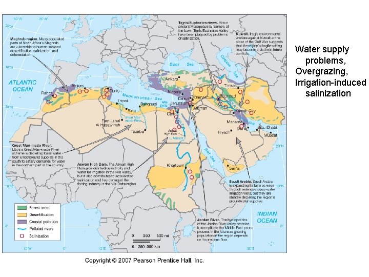 Water supply problems, Overgrazing, Irrigation-induced salinization 