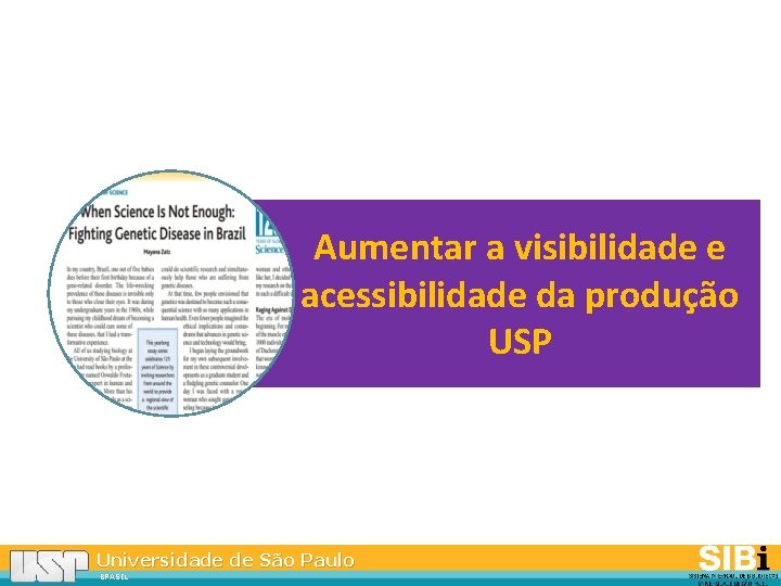 Aumentar a visibilidade e acessibilidade da produção USP Universidade de São Paulo BRASIL 