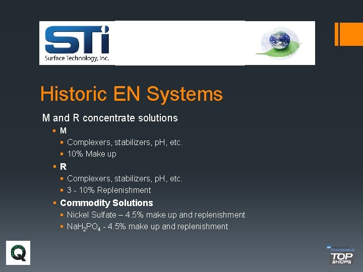 Historic EN Systems M and R concentrate solutions § M § Complexers, stabilizers, p.