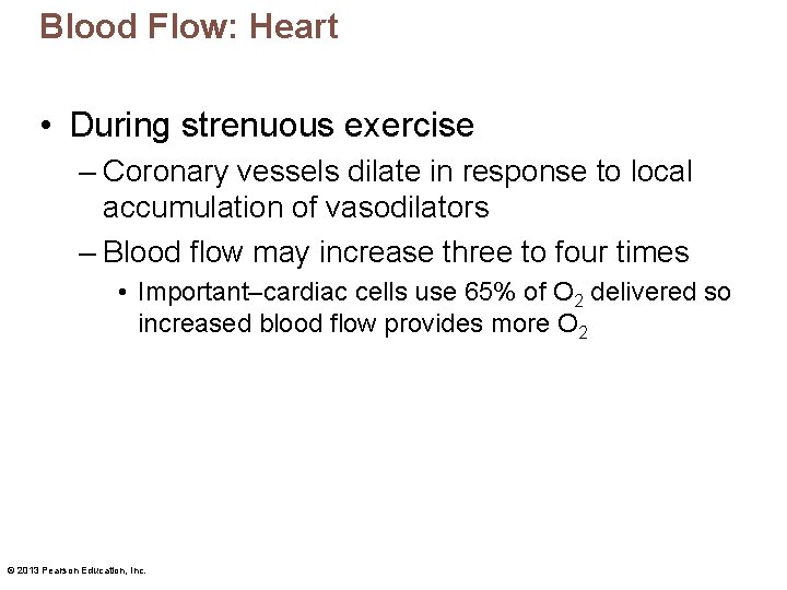 Blood Flow: Heart • During strenuous exercise – Coronary vessels dilate in response to