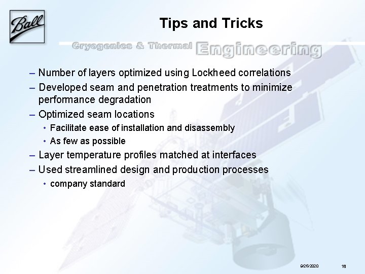 Tips and Tricks – Number of layers optimized using Lockheed correlations – Developed seam