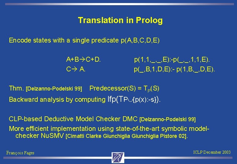 Translation in Prolog Encode states with a single predicate p(A, B, C, D, E)