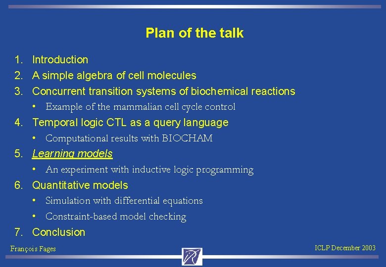 Plan of the talk 1. Introduction 2. A simple algebra of cell molecules 3.