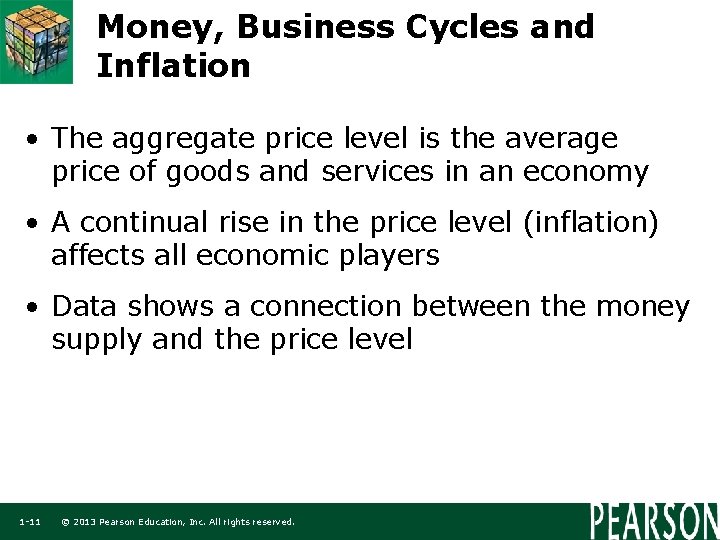 Money, Business Cycles and Inflation • The aggregate price level is the average price