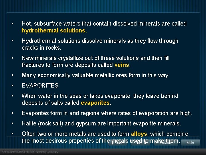 Mining and Mineral Resources Section 1 • Hot, subsurface waters that contain dissolved minerals Mining and Mineral Resources Section 1 • Hot, subsurface waters that contain dissolved minerals