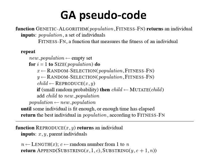 GA pseudo-code 