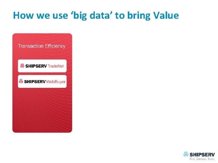 How we use ‘big data’ to bring Value 