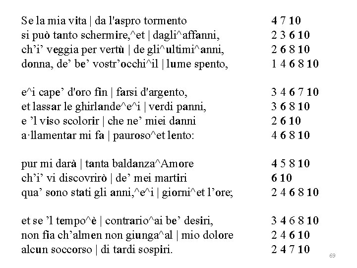 Se la mia vita | da l'aspro tormento si può tanto schermire, ^et |