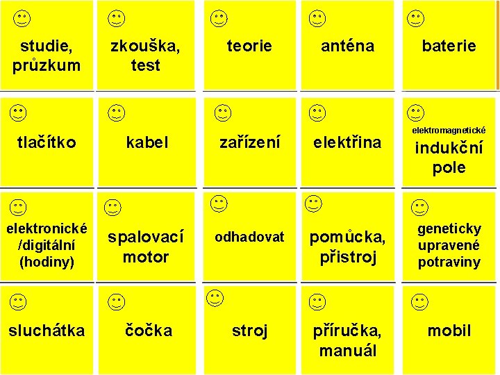 study/ studie, survey průzkum of sth. tlačítko button elektronické electronic/ /digitální digital (hodiny) (watch)