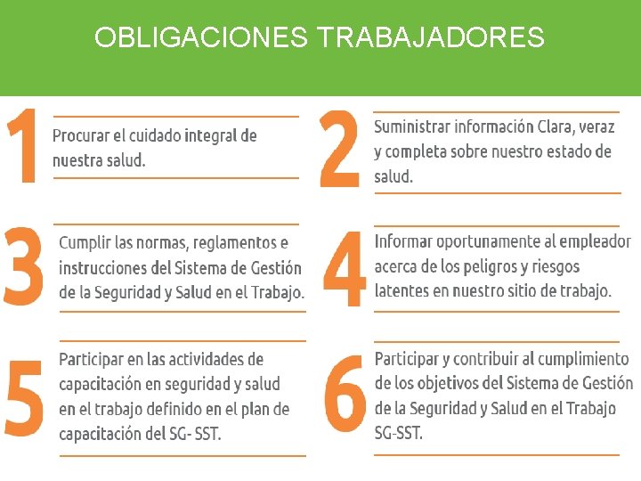 OBLIGACIONES TRABAJADORES ARL SURA 
