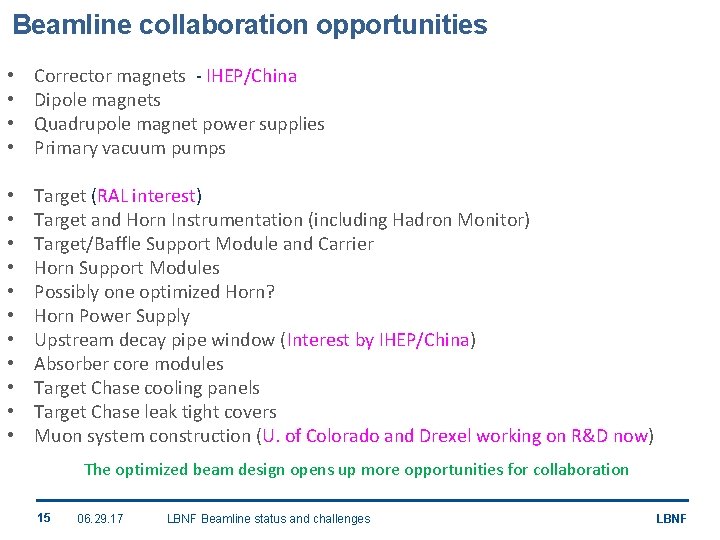 Beamline collaboration opportunities • • Corrector magnets ‐ IHEP/China Dipole magnets Quadrupole magnet power