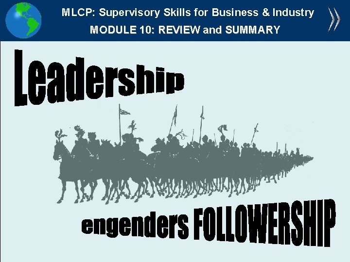 MLCP: Supervisory Skills for Business & Industry MODULE 10: REVIEW and SUMMARY 