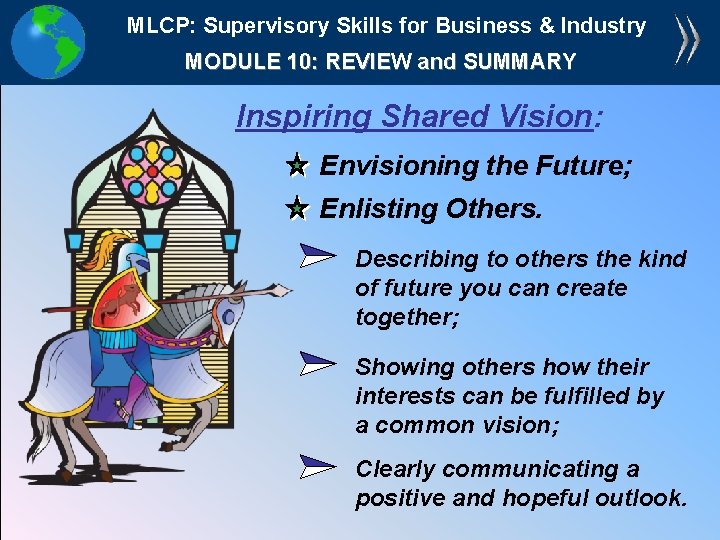 MLCP: Supervisory Skills for Business & Industry MODULE 10: REVIEW and SUMMARY Inspiring Shared
