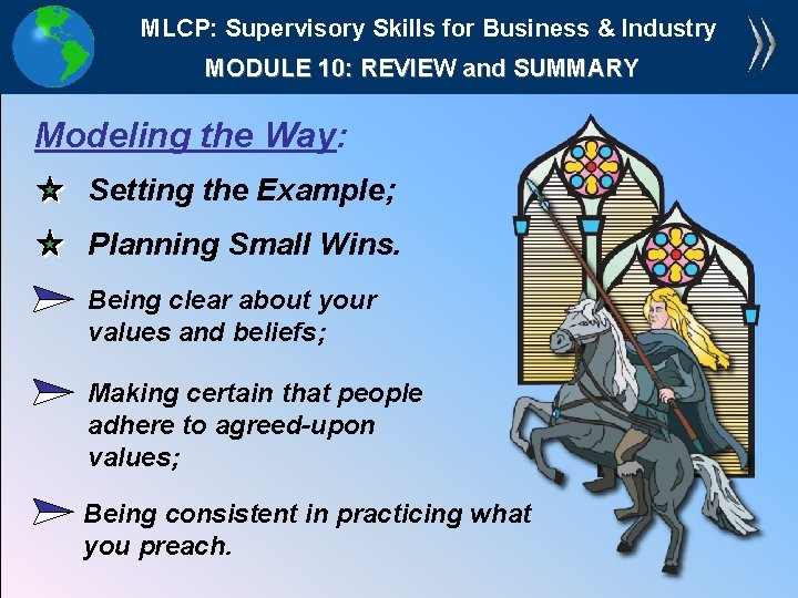 MLCP: Supervisory Skills for Business & Industry MODULE 10: REVIEW and SUMMARY Modeling the