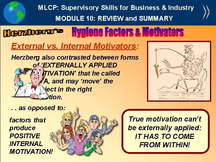 MLCP: Supervisory Skills for Business & Industry MODULE 10: REVIEW and SUMMARY External vs.