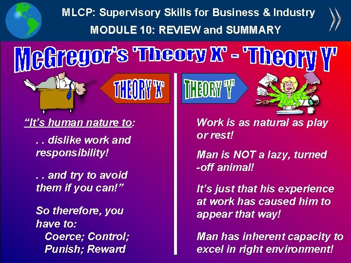 MLCP: Supervisory Skills for Business & Industry MODULE 10: REVIEW and SUMMARY “It’s human