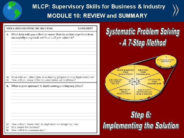 MLCP: Supervisory Skills for Business & Industry MODULE 10: REVIEW and SUMMARY 