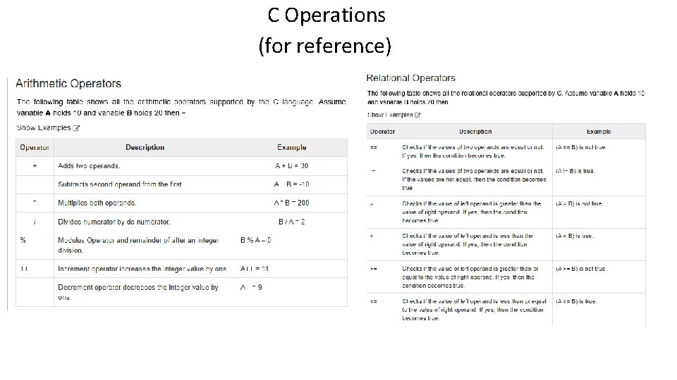 C Operations (for reference) 