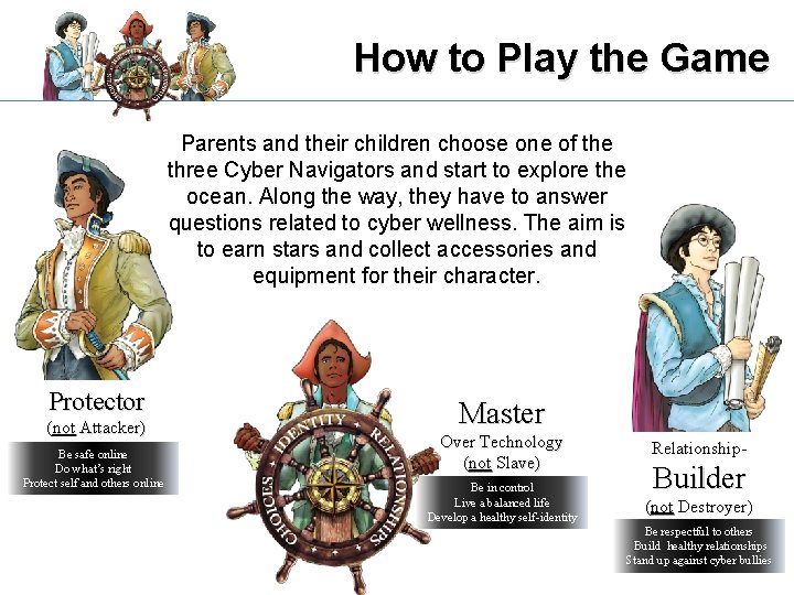How to Play the Game Parents and their children choose one of the three