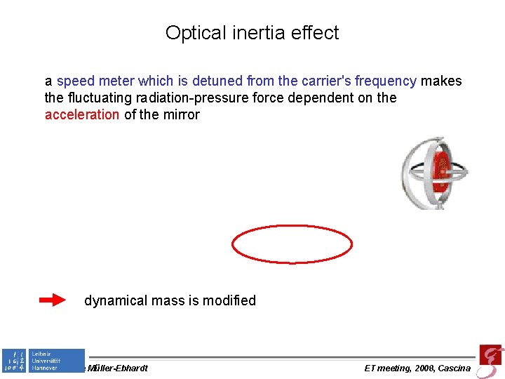 Optical inertia effect a speed meter which is detuned from the carrier's frequency makes