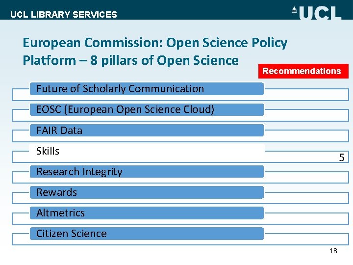 UCL LIBRARY SERVICES European Commission: Open Science Policy Platform – 8 pillars of Open