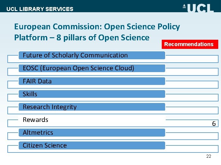 UCL LIBRARY SERVICES European Commission: Open Science Policy Platform – 8 pillars of Open