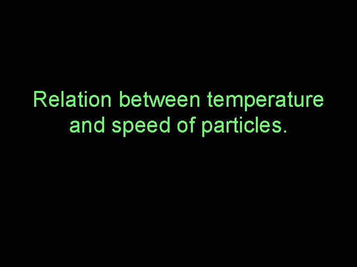 Relation between temperature and speed of particles. 