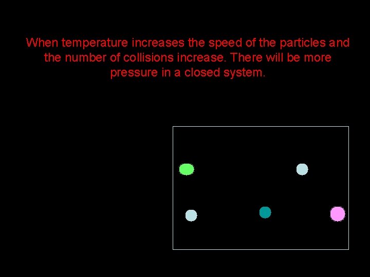 When temperature increases the speed of the particles and the number of collisions increase.