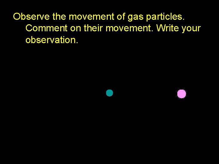 Observe the movement of gas particles. Comment on their movement. Write your observation. 