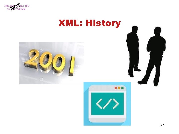 T XML and XQuery: The Cure for All Data NO XML: History 22 