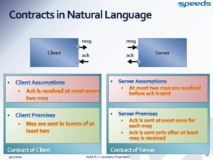 Contracts in Natural Language Client Contract of Client 9/17/2020 msg ack Contract of Server