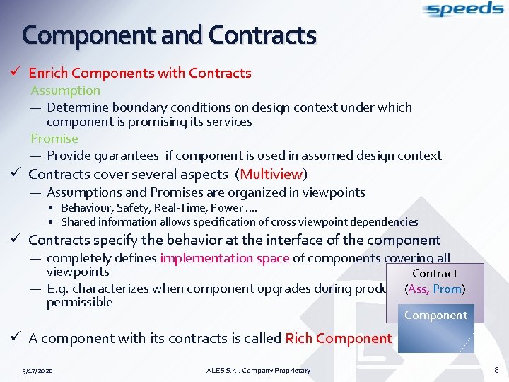 Component and Contracts ü Enrich Components with Contracts Assumption — Determine boundary conditions on