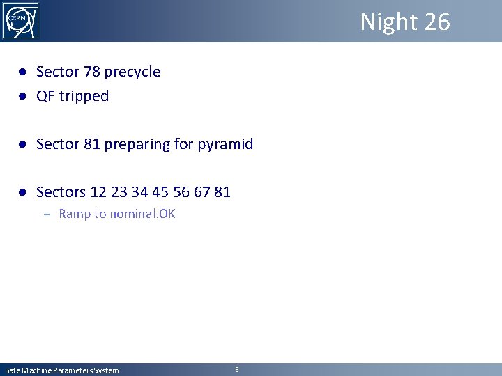Night 26 ● Sector 78 precycle ● QF tripped ● Sector 81 preparing for