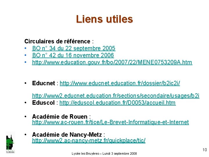 Liens utiles Circulaires de référence : Circulaires de référence • BO n° 34 du