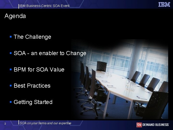 IBM Business-Centric SOA Event Agenda § The Challenge § SOA - an enabler to